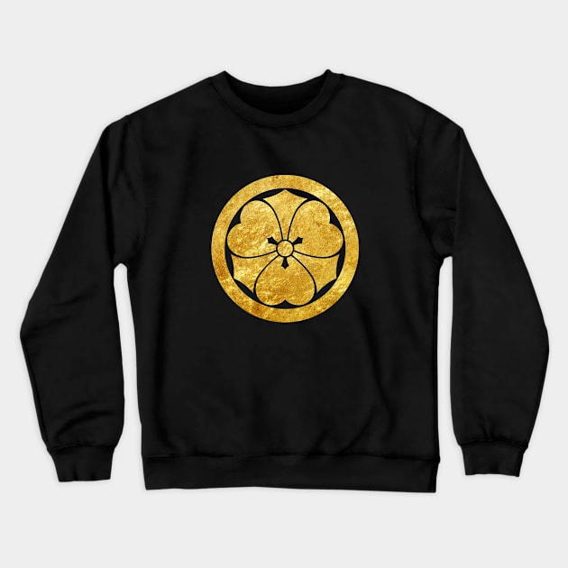 Sakai Mon Japanese samurai clan in faux gold Crewneck Sweatshirt by redhomestead